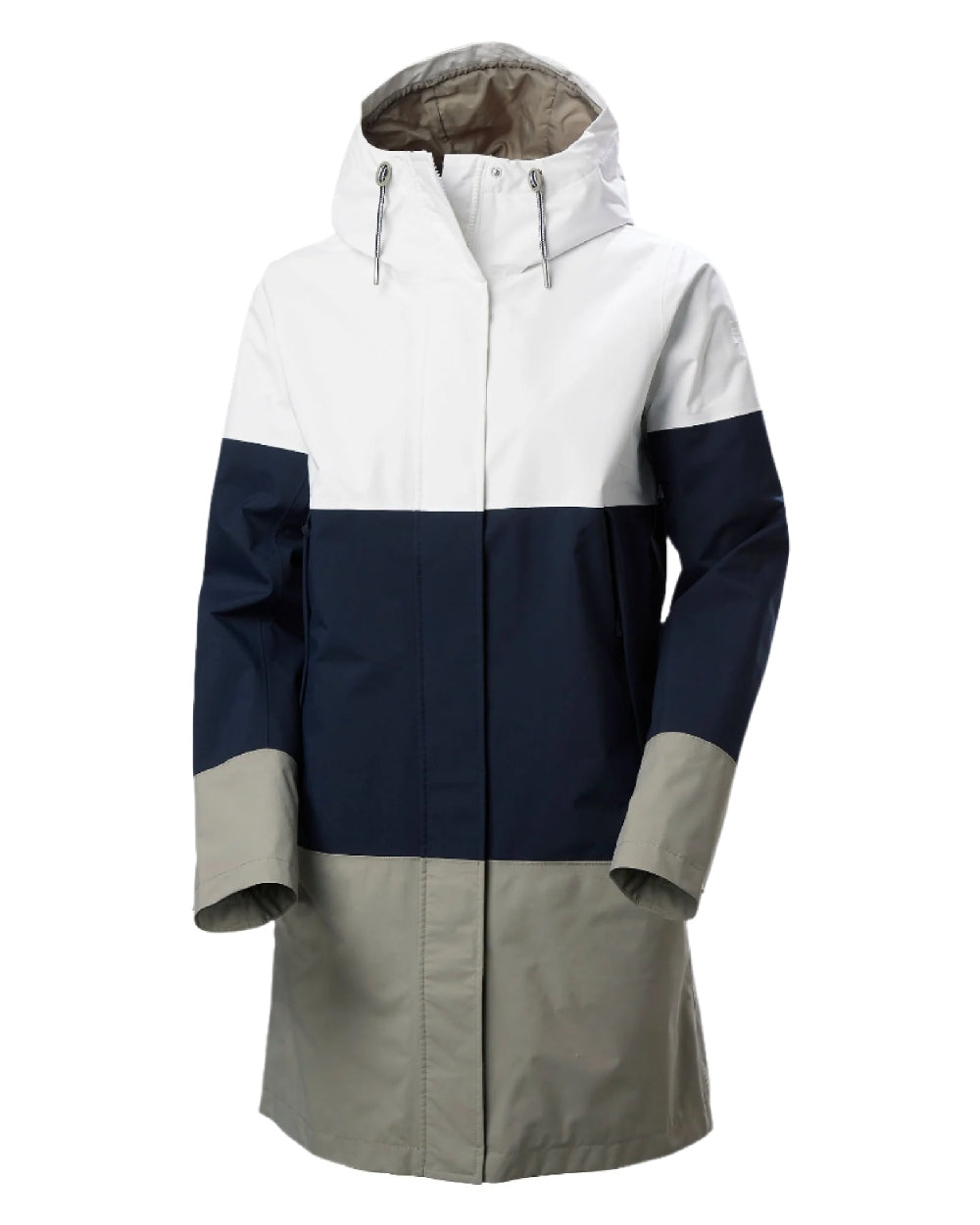 White coloured Helly Hansen Womens Koster Raincoat on white background