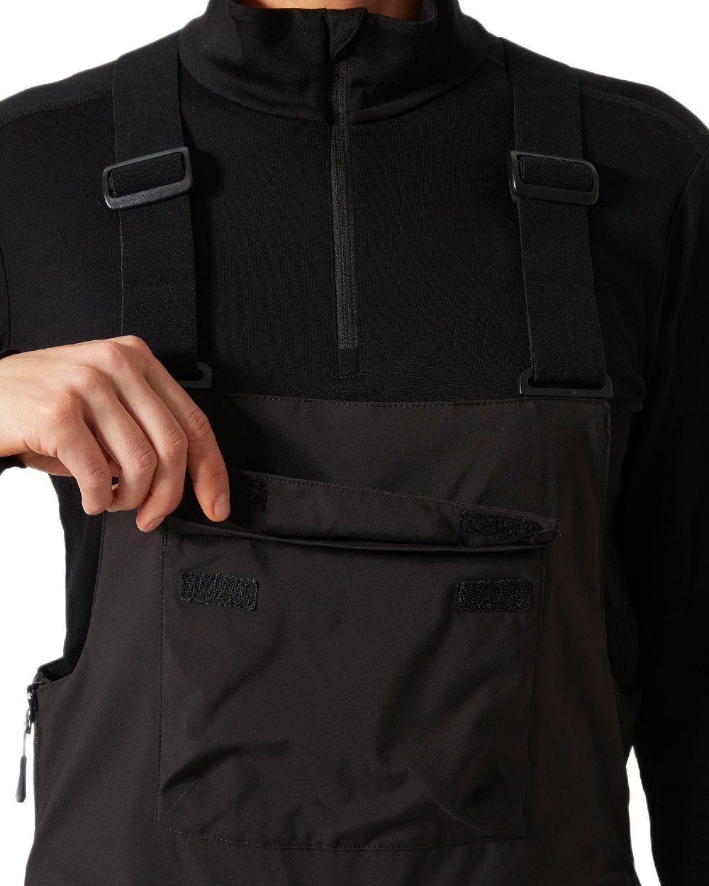 Black Coloured Helly Hansen Womens Legendary Insulated Bib Pants on white background