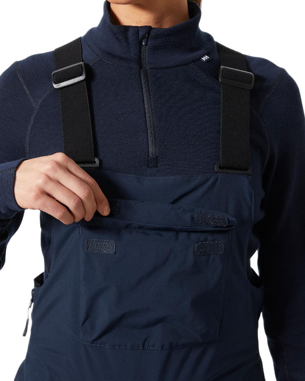 Navy Coloured Helly Hansen Womens Legendary Insulated Bib Pants on white background