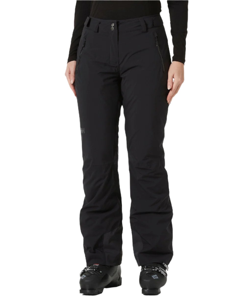 Black Coloured Helly Hansen Womens Legendary Insulated Ski Pants on white background