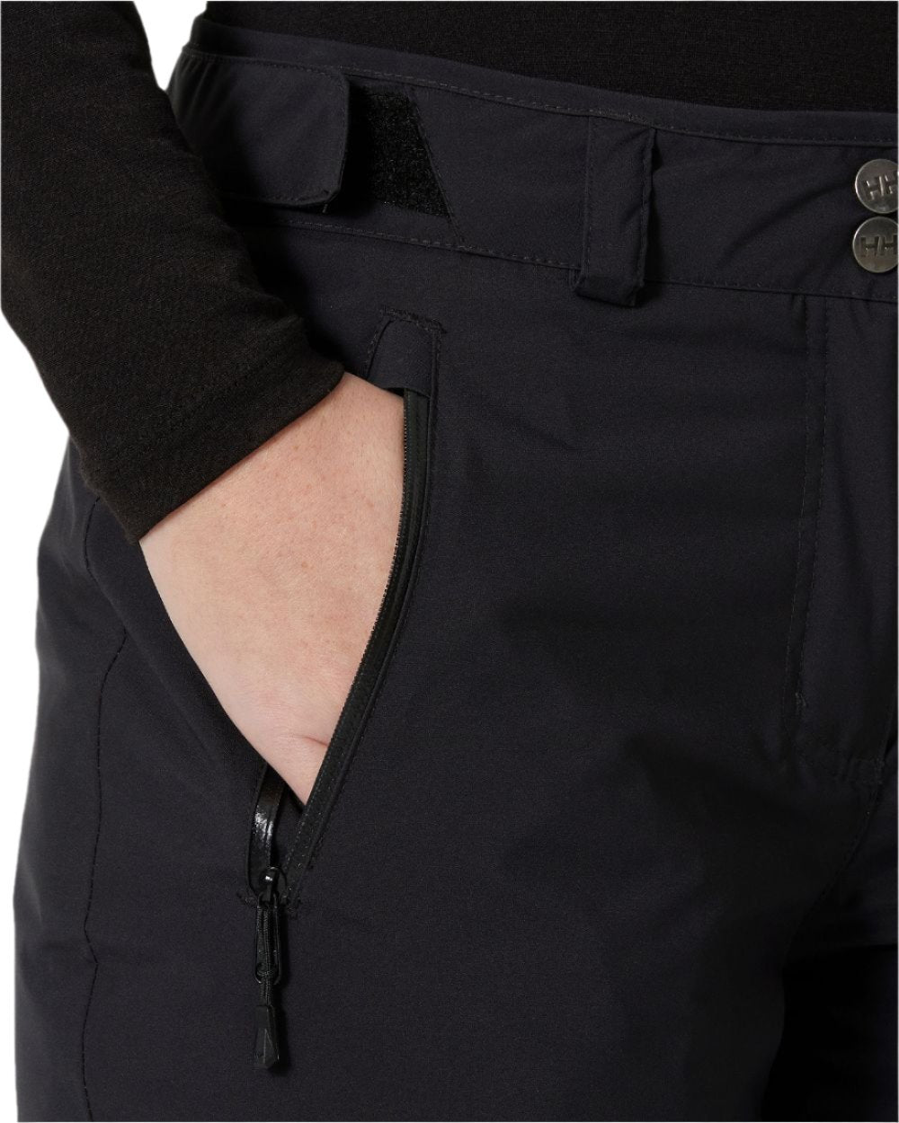 Black Coloured Helly Hansen Womens Legendary Insulated Ski Pants on white background