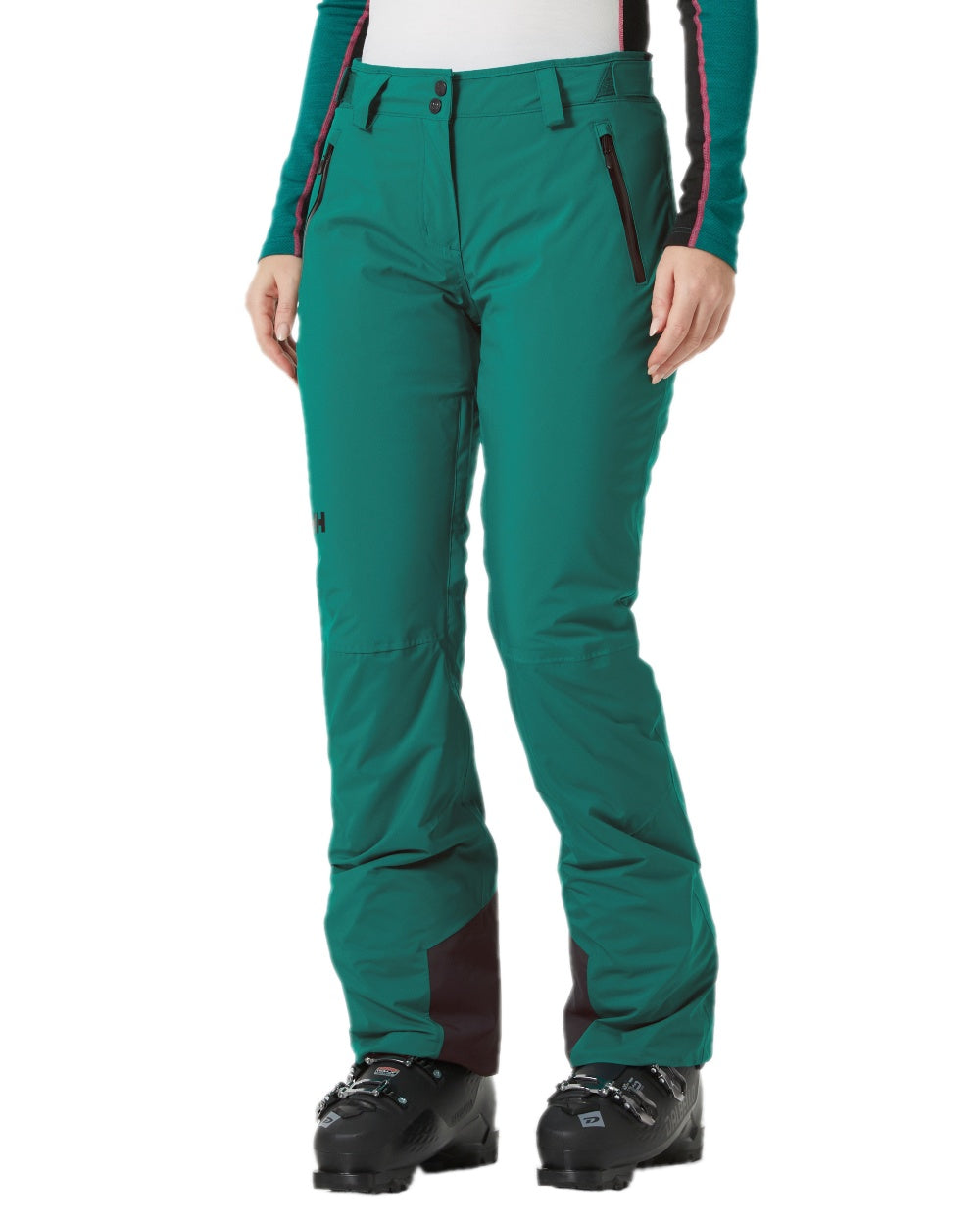 Emerald Coloured Helly Hansen Womens Legendary Insulated Ski Pants on white background