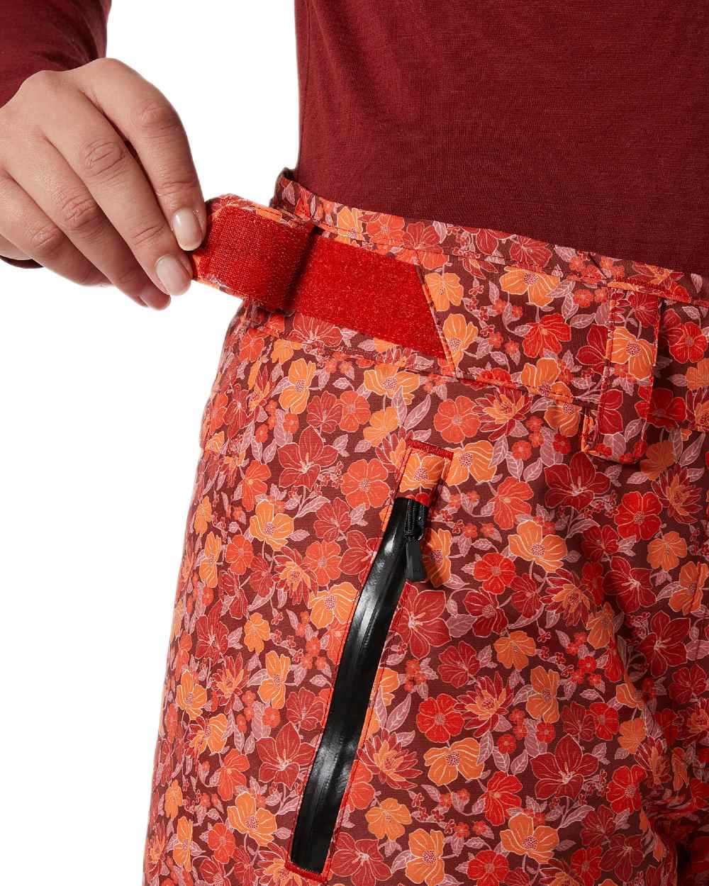 Red Flower Aop Small Coloured Helly Hansen Womens Legendary Insulated Ski Pants on white background