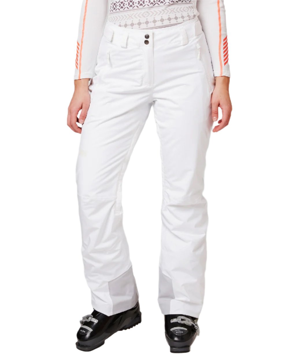 White Coloured Helly Hansen Womens Legendary Insulated Ski Pants on white background
