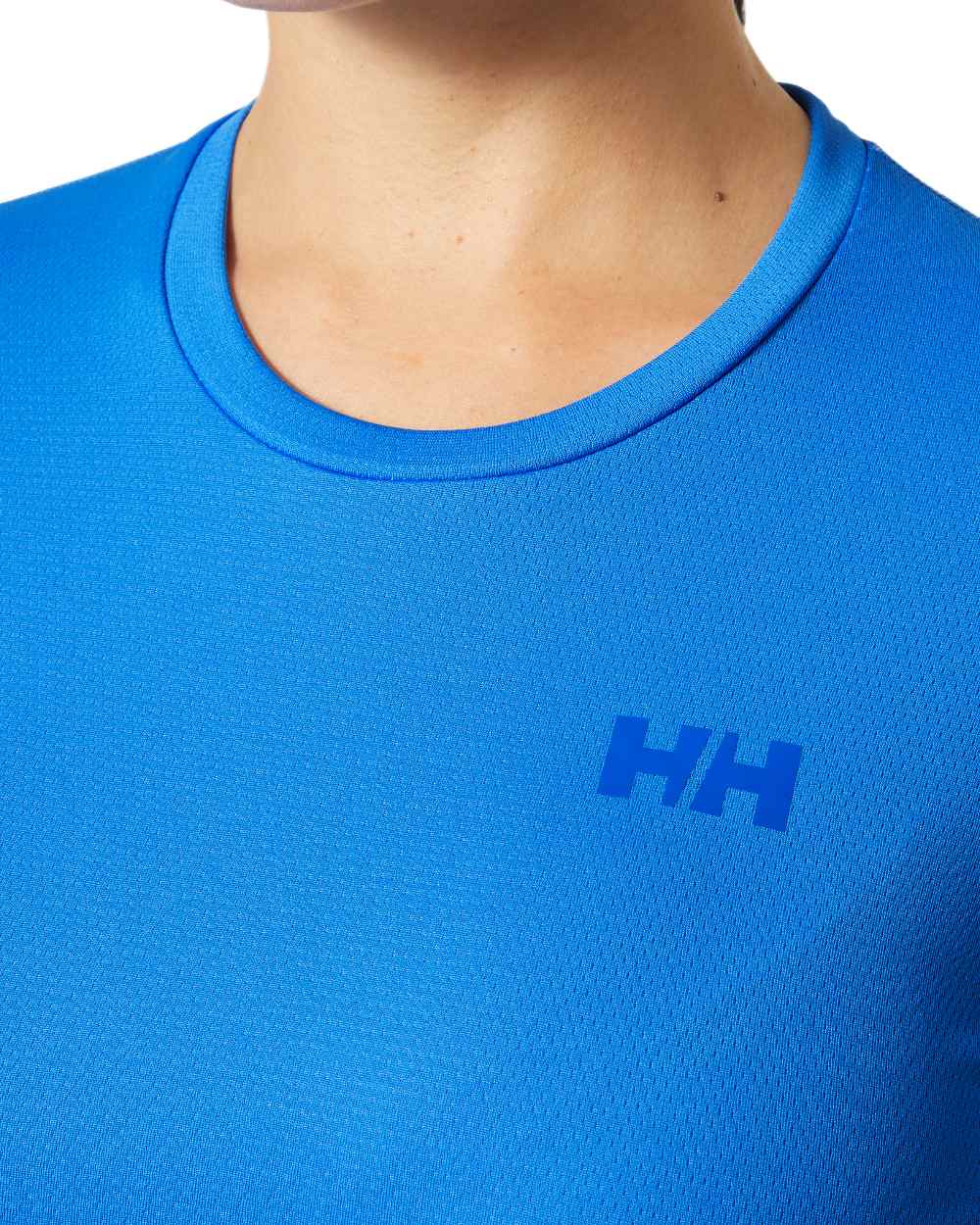 Ultra Blue Coloured Helly Hansen Womens Lifa Active Solen Long Sleeve Base Layer on white background