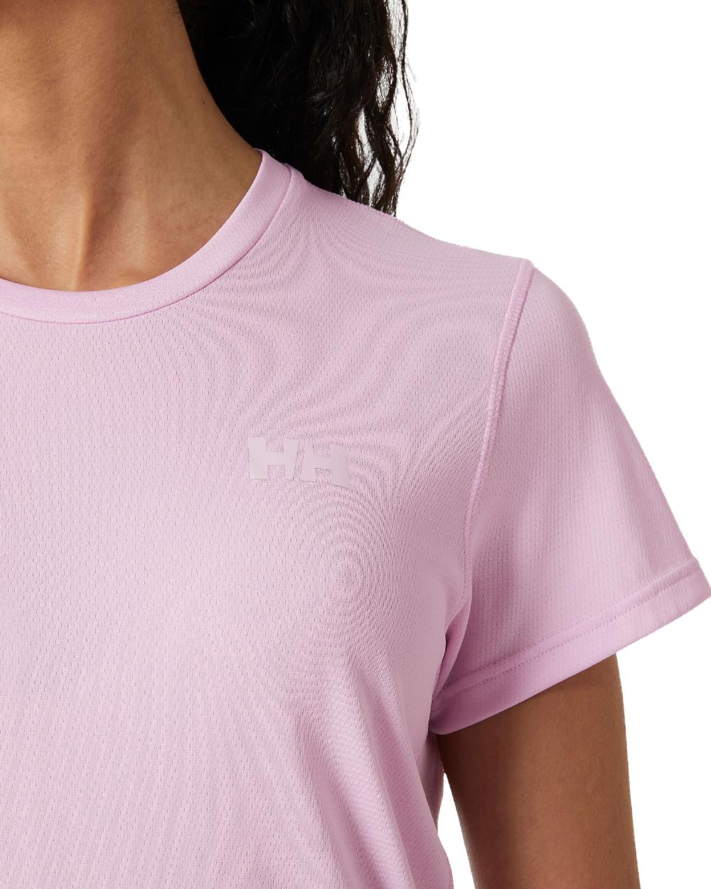 Cherry Blossom coloured Helly Hansen Womens Lifa Active Solen T-Shirt on white background