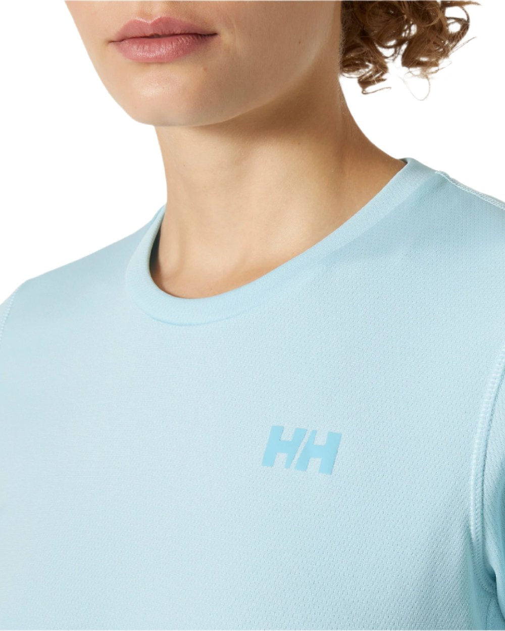 Light Cyan coloured Helly Hansen Womens Lifa Active Solen T-Shirt on white background