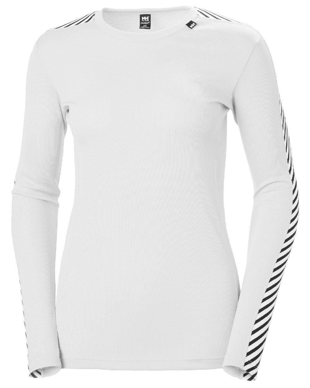 White Coloured Helly Hansen Womens Lifa Long Sleeve Crew Base Layer on white background
