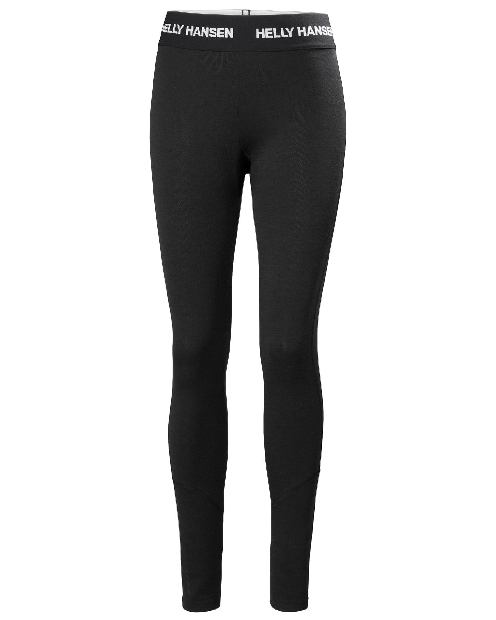 Black Coloured Helly Hansen Womens Lifa Merino Midweight 2-In-1 Base Layer Pants on white background