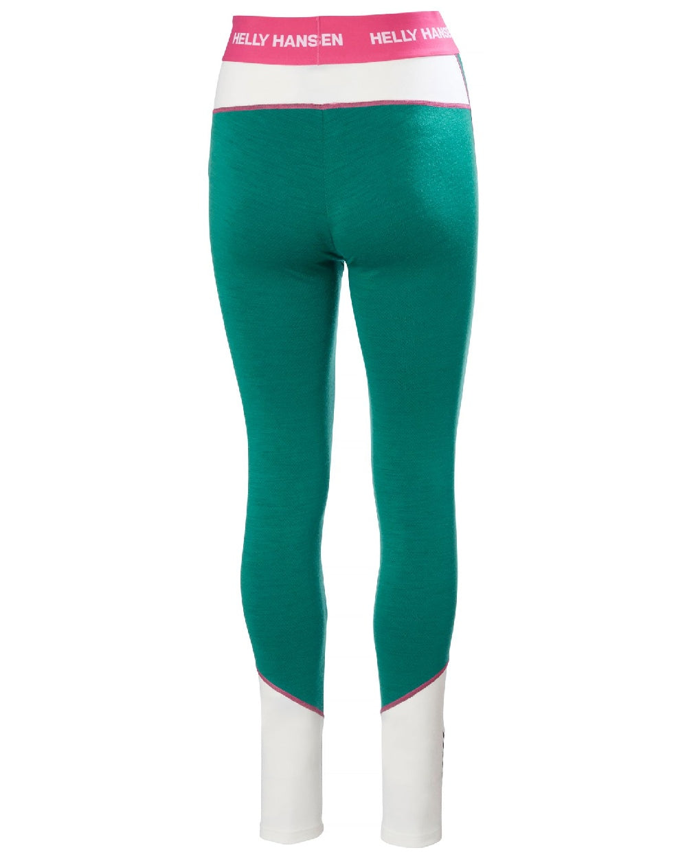 Emerald Coloured Helly Hansen Womens Lifa Merino Midweight 2-In-1 Base Layer Pants on white background