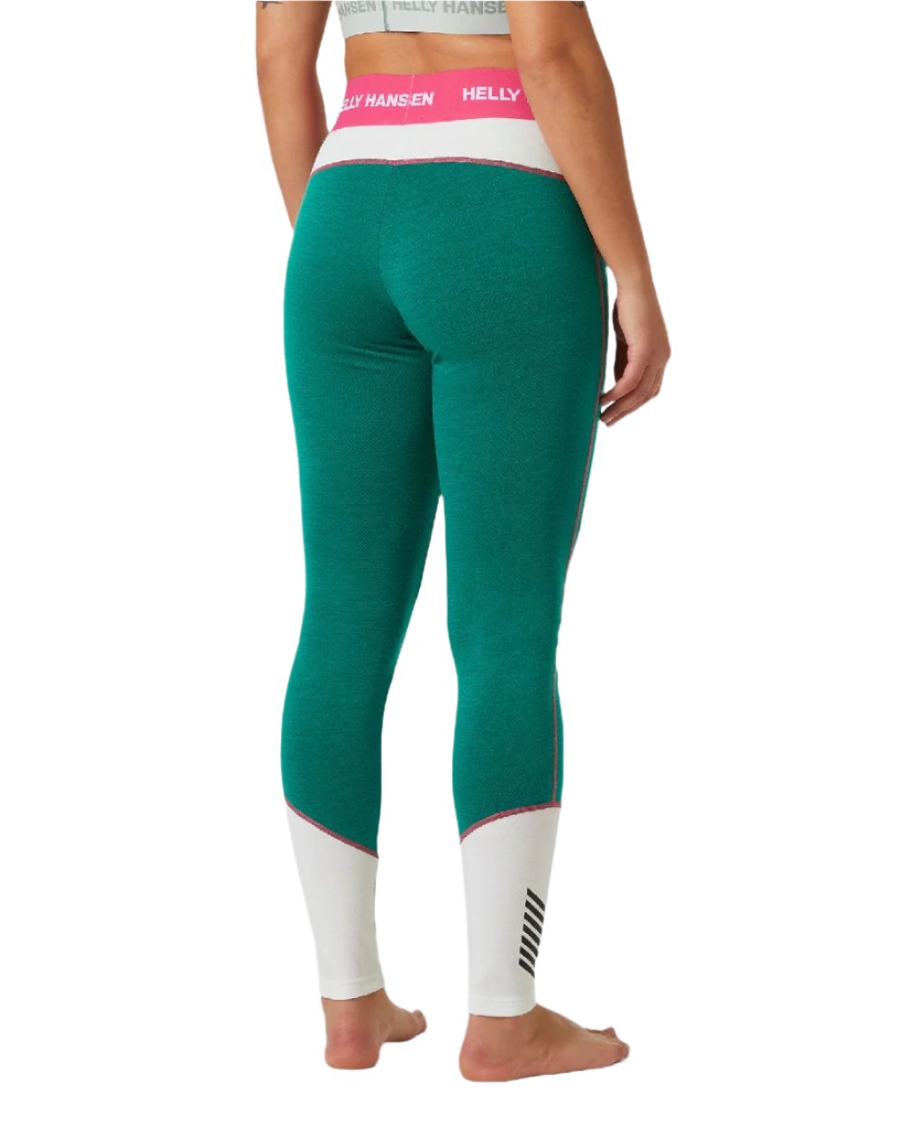 Emerald Coloured Helly Hansen Womens Lifa Merino Midweight 2-In-1 Base Layer Pants on white background