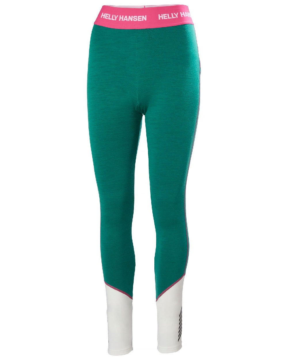 Emerald Coloured Helly Hansen Womens Lifa Merino Midweight 2-In-1 Base Layer Pants on white background