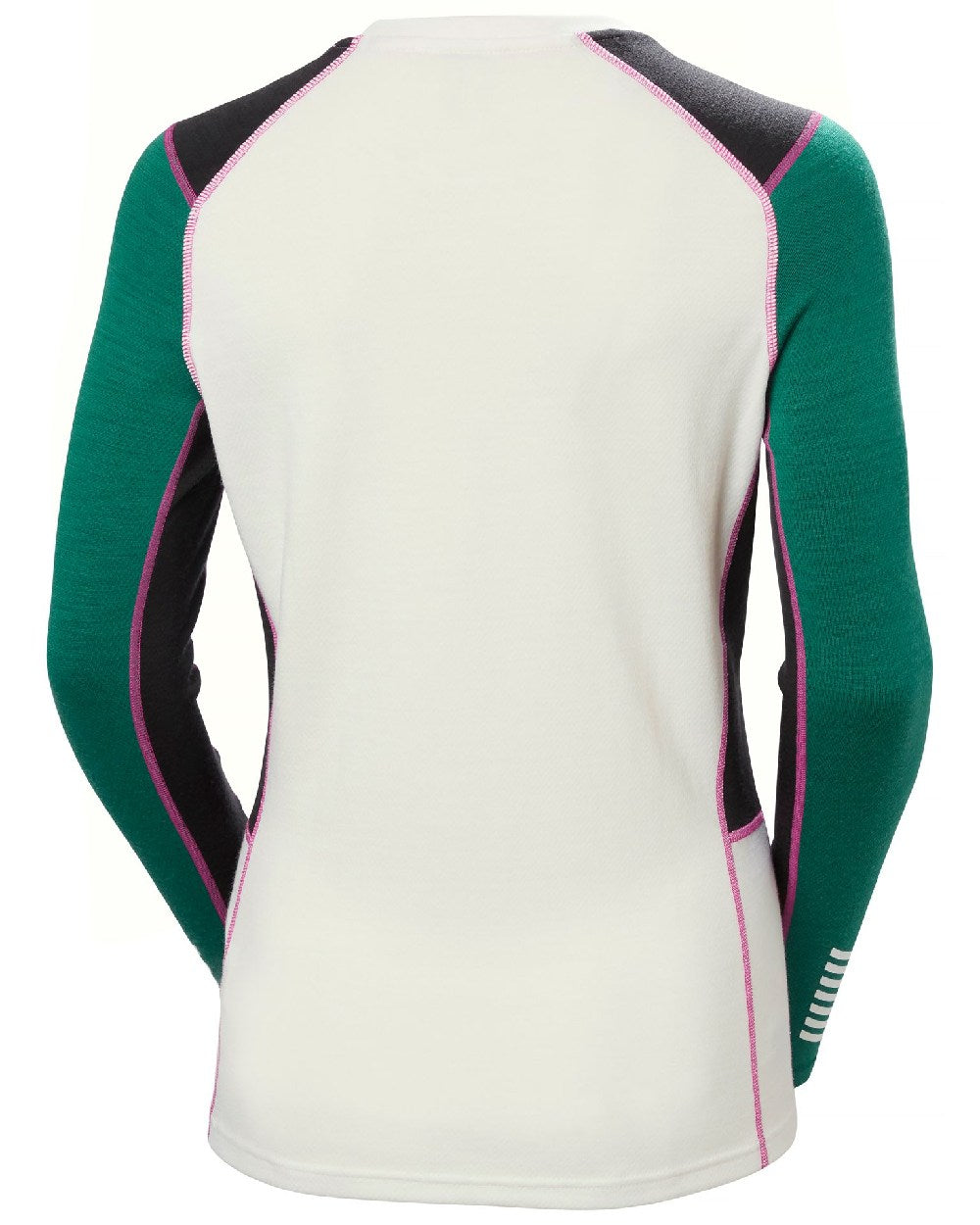 Emerald Coloured Helly Hansen Womens Lifa Merino Midweight Crew Base Layer on white background