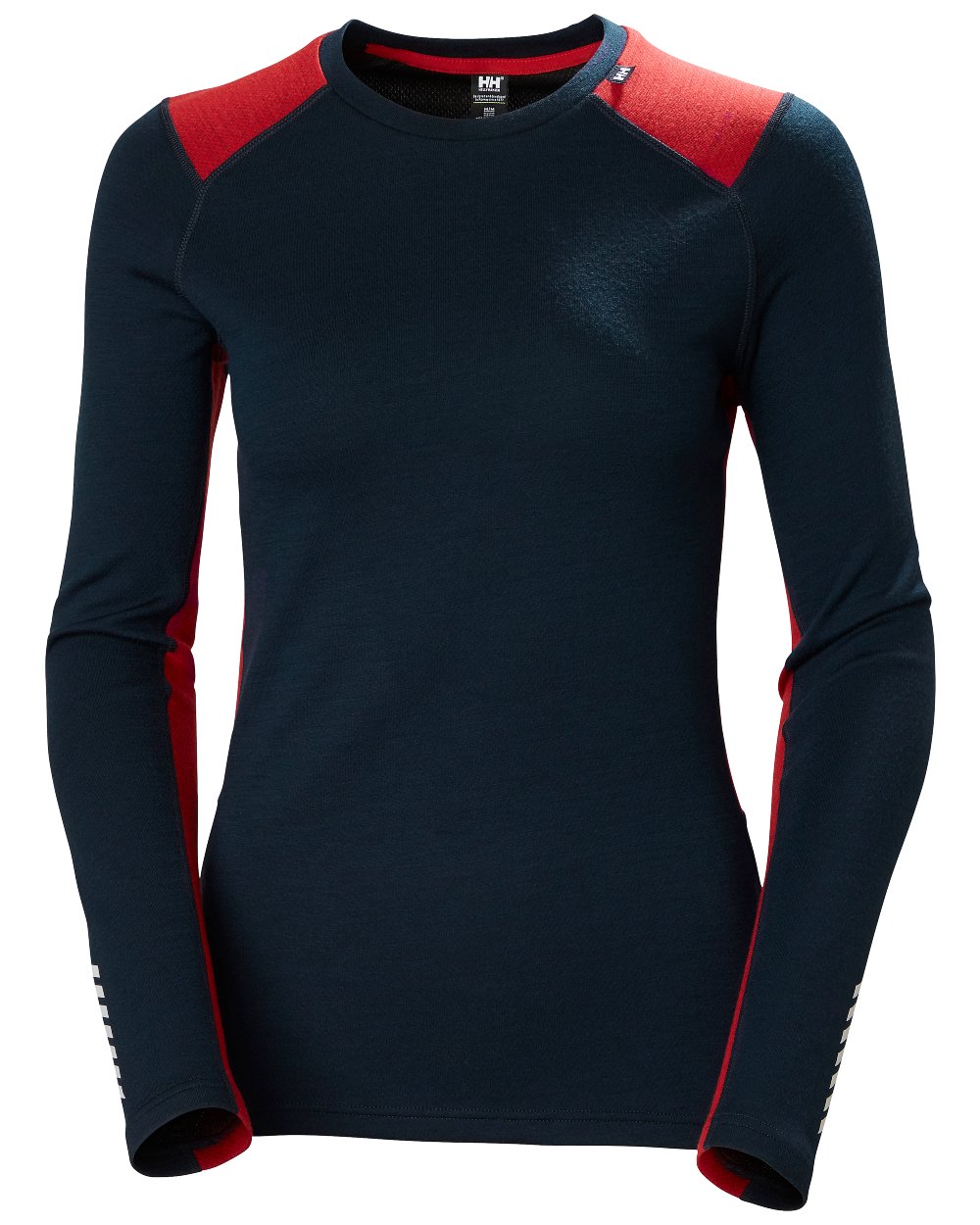 Navy Coloured Helly Hansen Womens Lifa Merino Midweight Crew Base Layer on white background