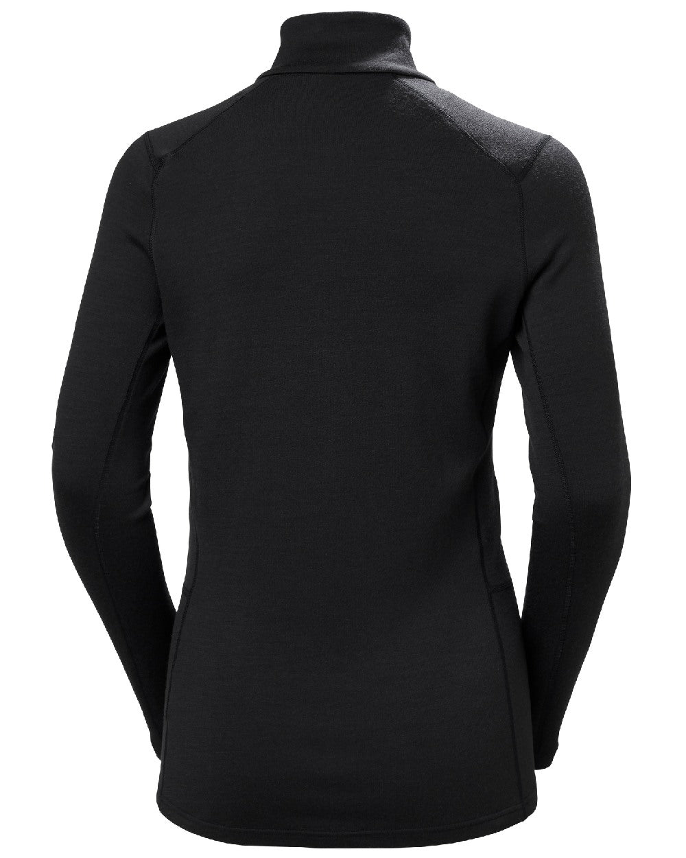 Black Coloured Helly Hansen Womens Lifa Merino Midweight Half-Zip Base Layer on white background