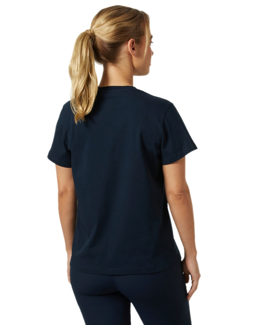 Navy Coloured Helly Hansen Womens Logo T-Shirt 3.0 on white background