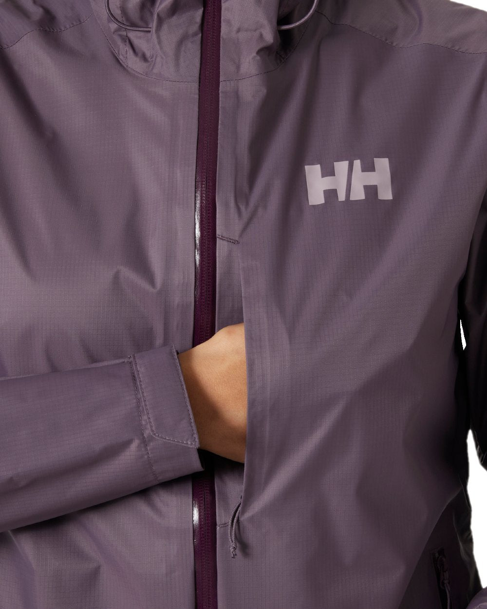 Smoked Purple Coloured Helly Hansen Womens Loke Terra Jacket on white background