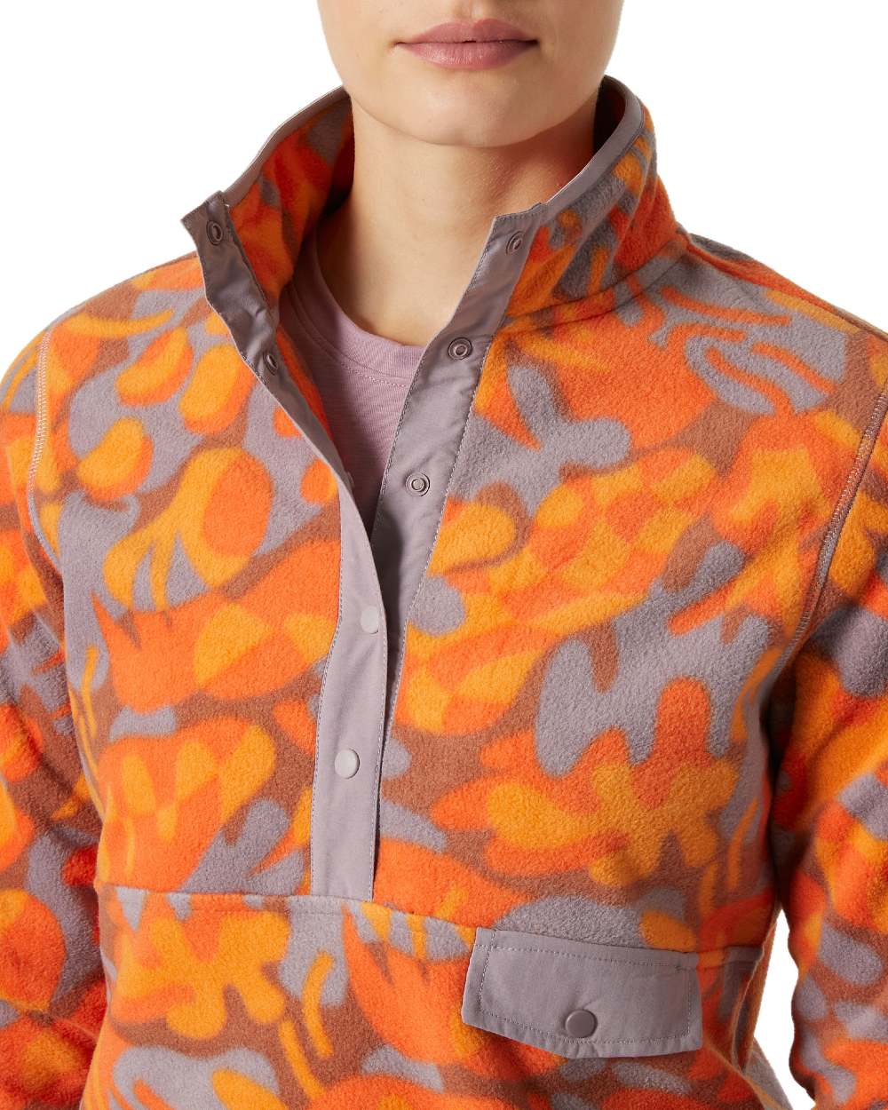 Bonfire Bruce coloured Helly Hansen Womens Maridalen Printed Fleece Jacket on white background
