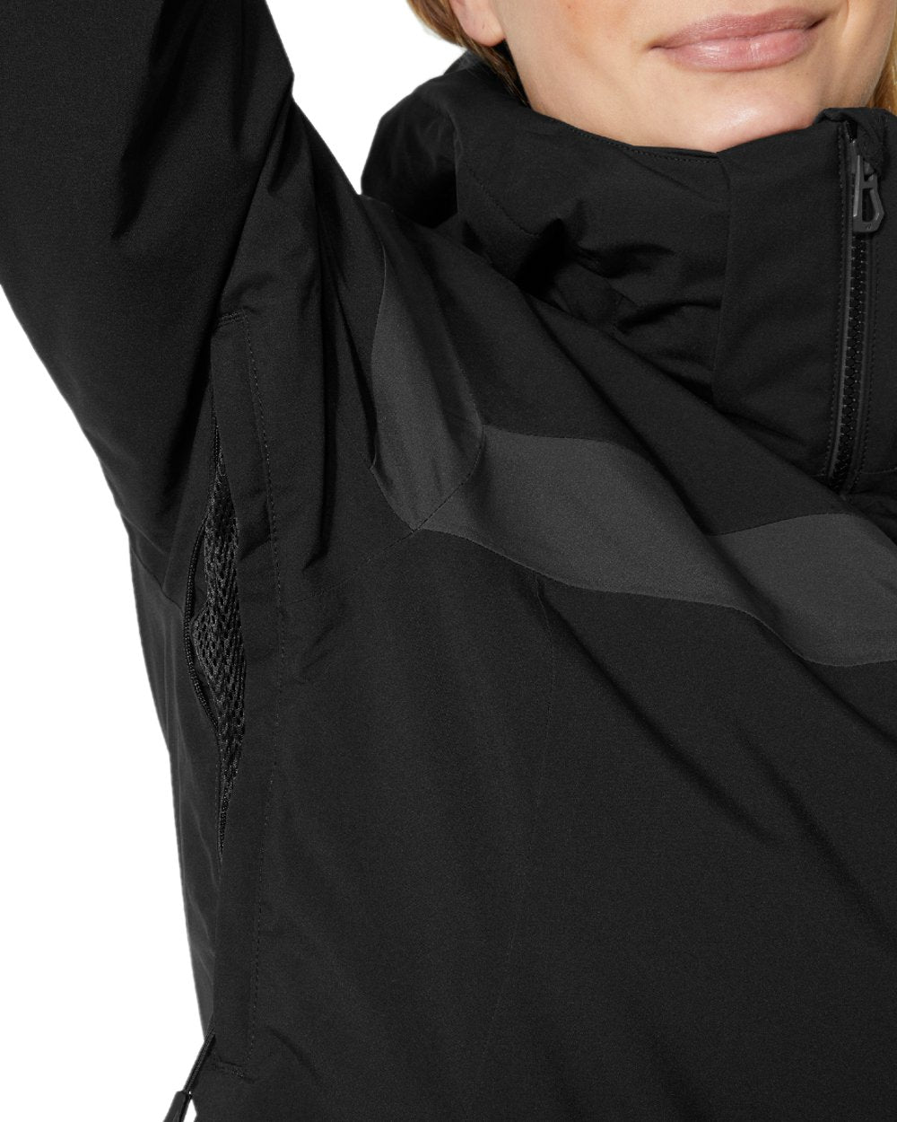 Black Coloured Helly Hansen Womens Motionista Lifaloft Ski Jacket on white background