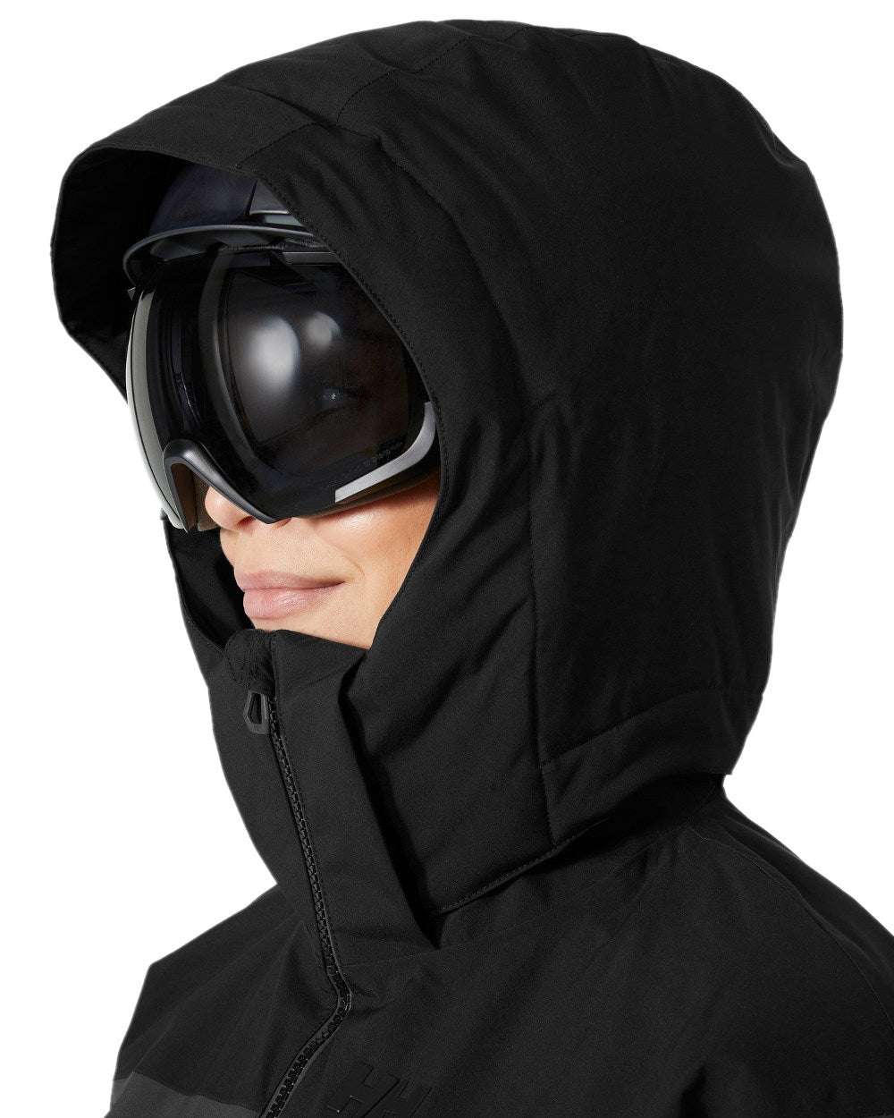 Black Coloured Helly Hansen Womens Motionista Lifaloft Ski Jacket on white background