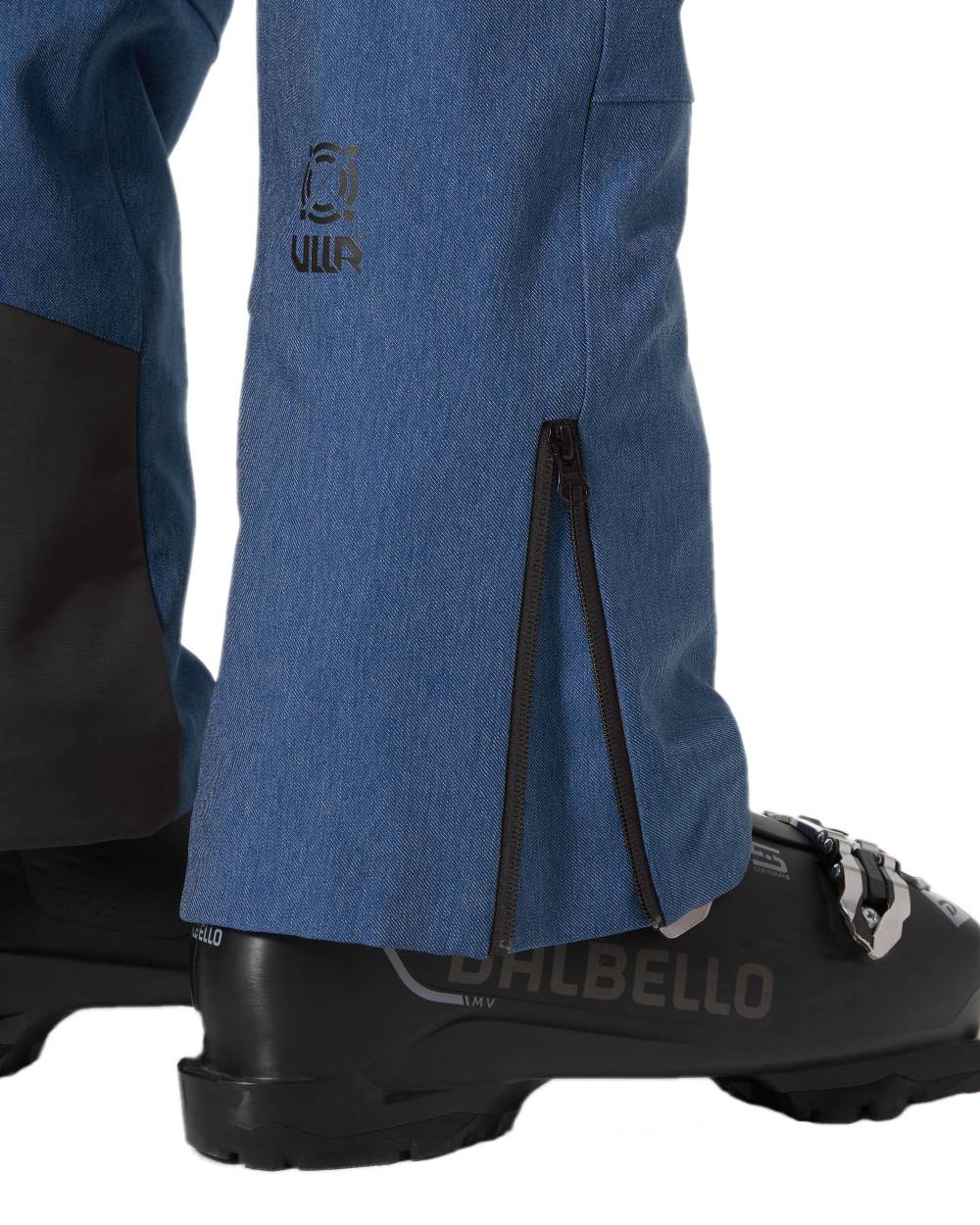 Deep Fjord Denim Coloured Helly Hansen Womens Powderqueen Bib Pant on white background