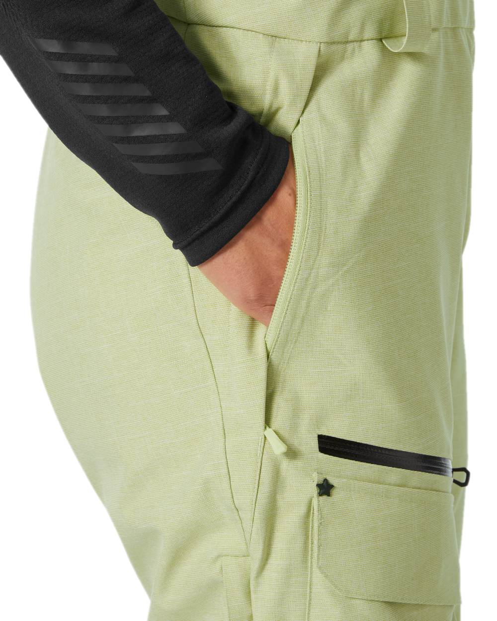 Iced Matcha Coloured Helly Hansen Womens Powderqueen Bib Pant on white background