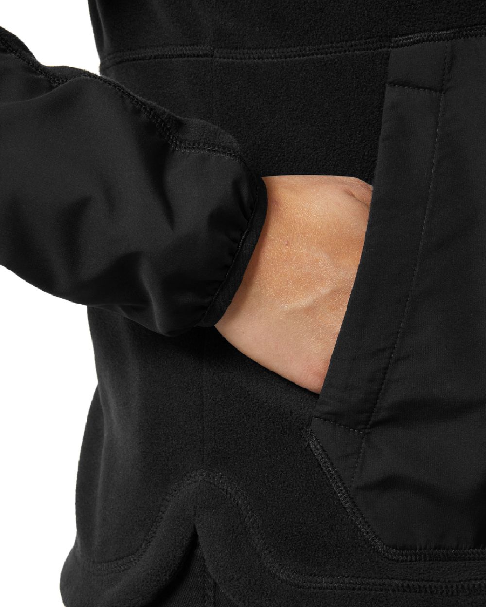 Black coloured Helly Hansen Womens Rig Fleece Jacket on white background