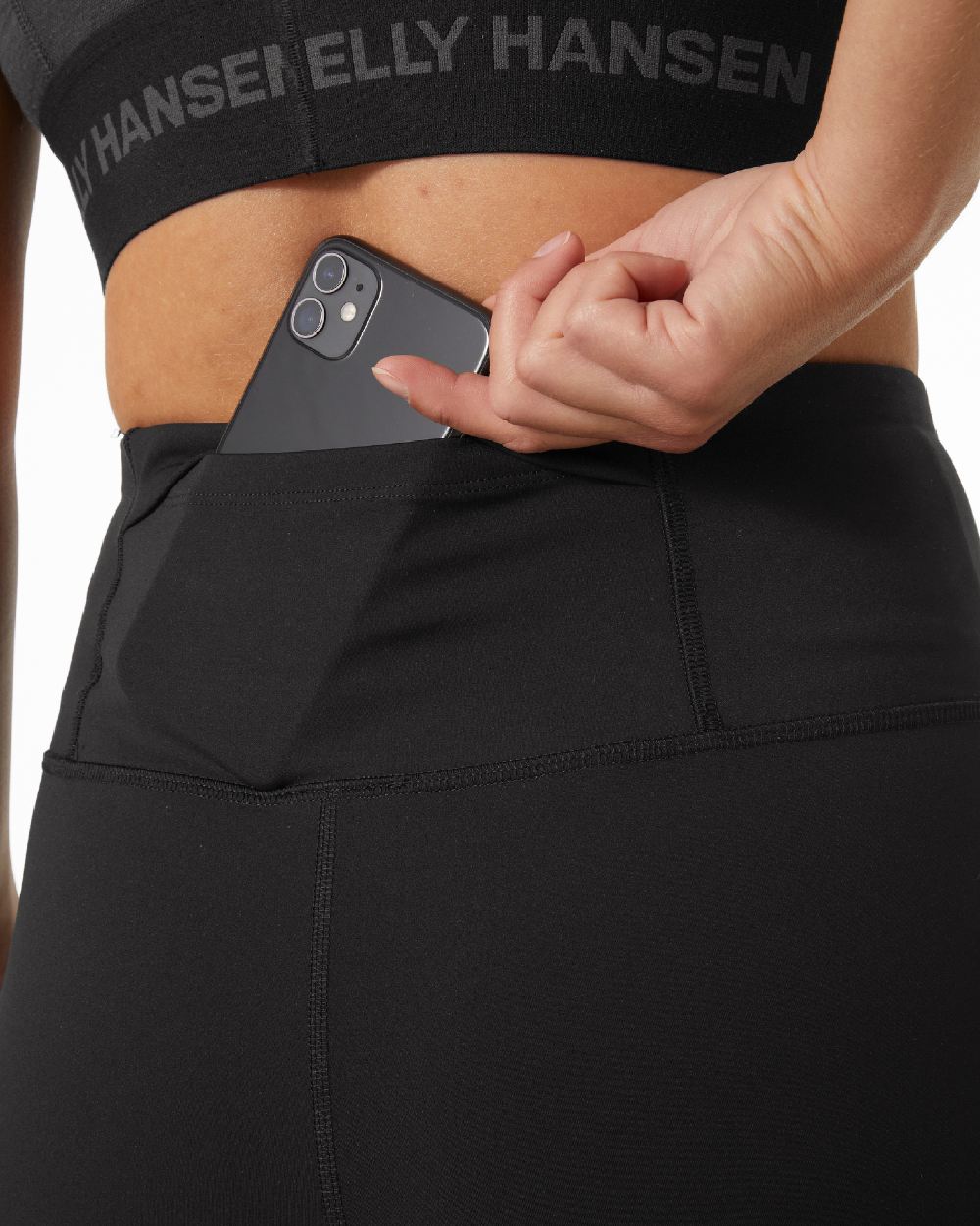 Black coloured Helly Hansen Womens HP Leggings on white background