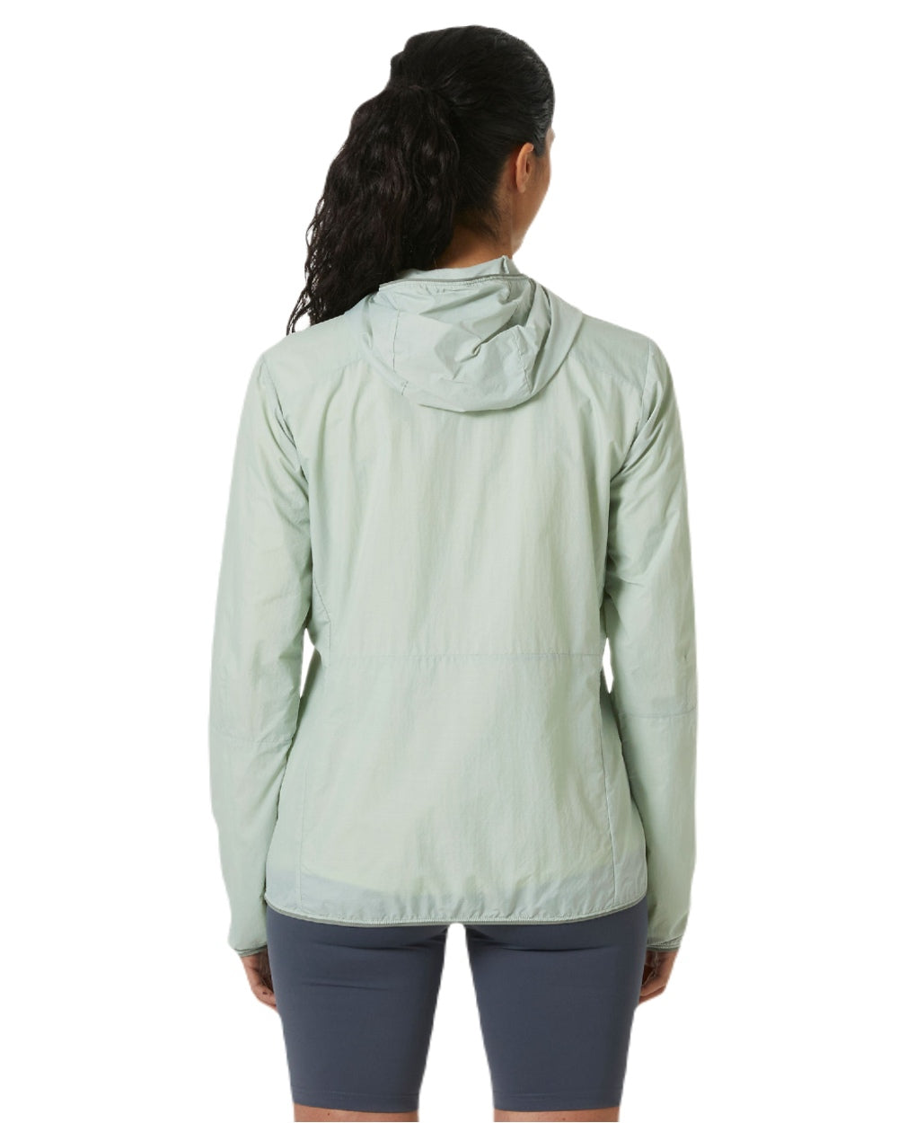 Green Mist coloured Helly Hansen Womens Roam Wind Anorak on white background