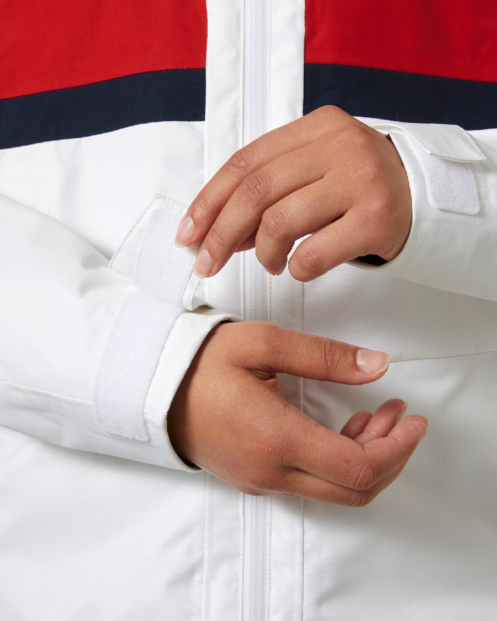 White coloured Helly Hansen Womens Salt Original Sailing Jacket on white background