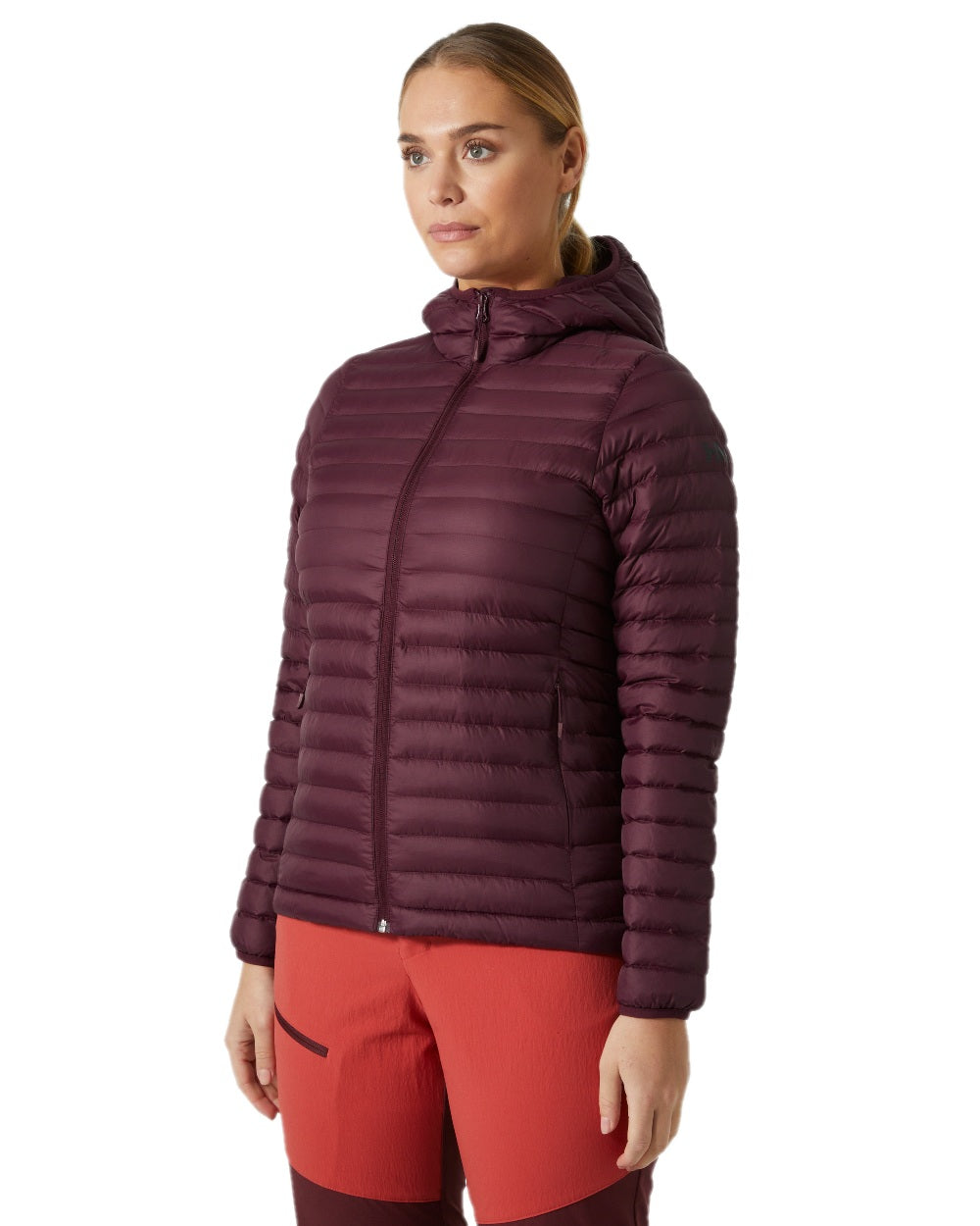 Hickory Coloured Helly Hansen Womens Sirdal Hooded Insulated Jacket on white background