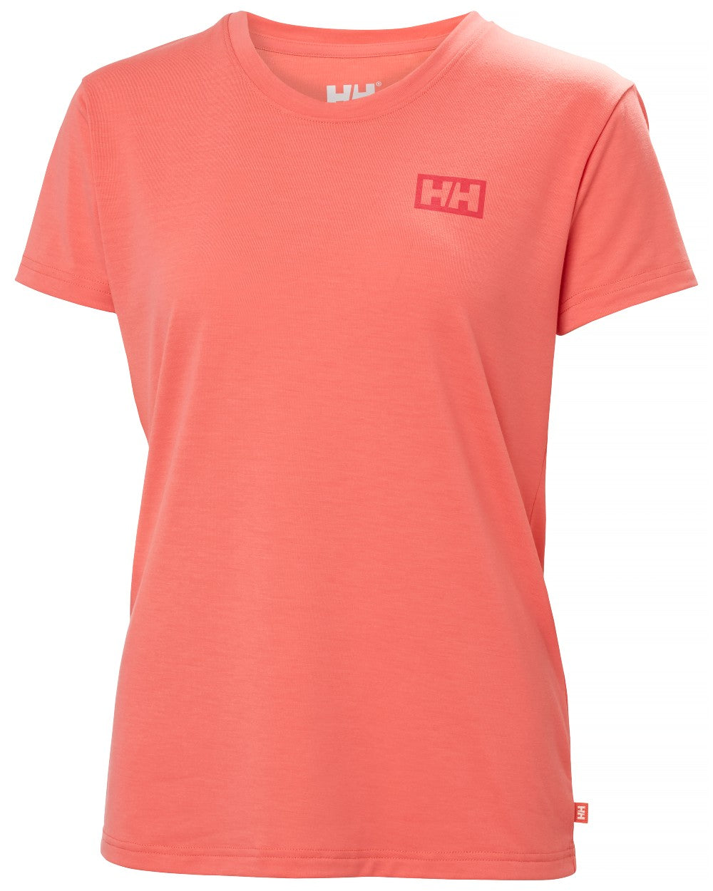 Sunset Pink coloured Helly Hansen Womens Skog Recycled Graphic T-Shirt on white background