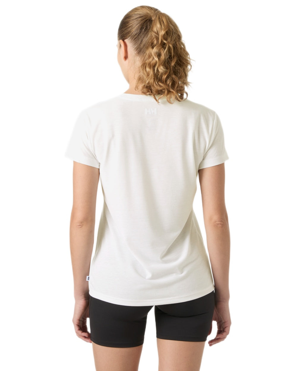White coloured Helly Hansen Womens Skog Recycled Graphic T-Shirt on white background