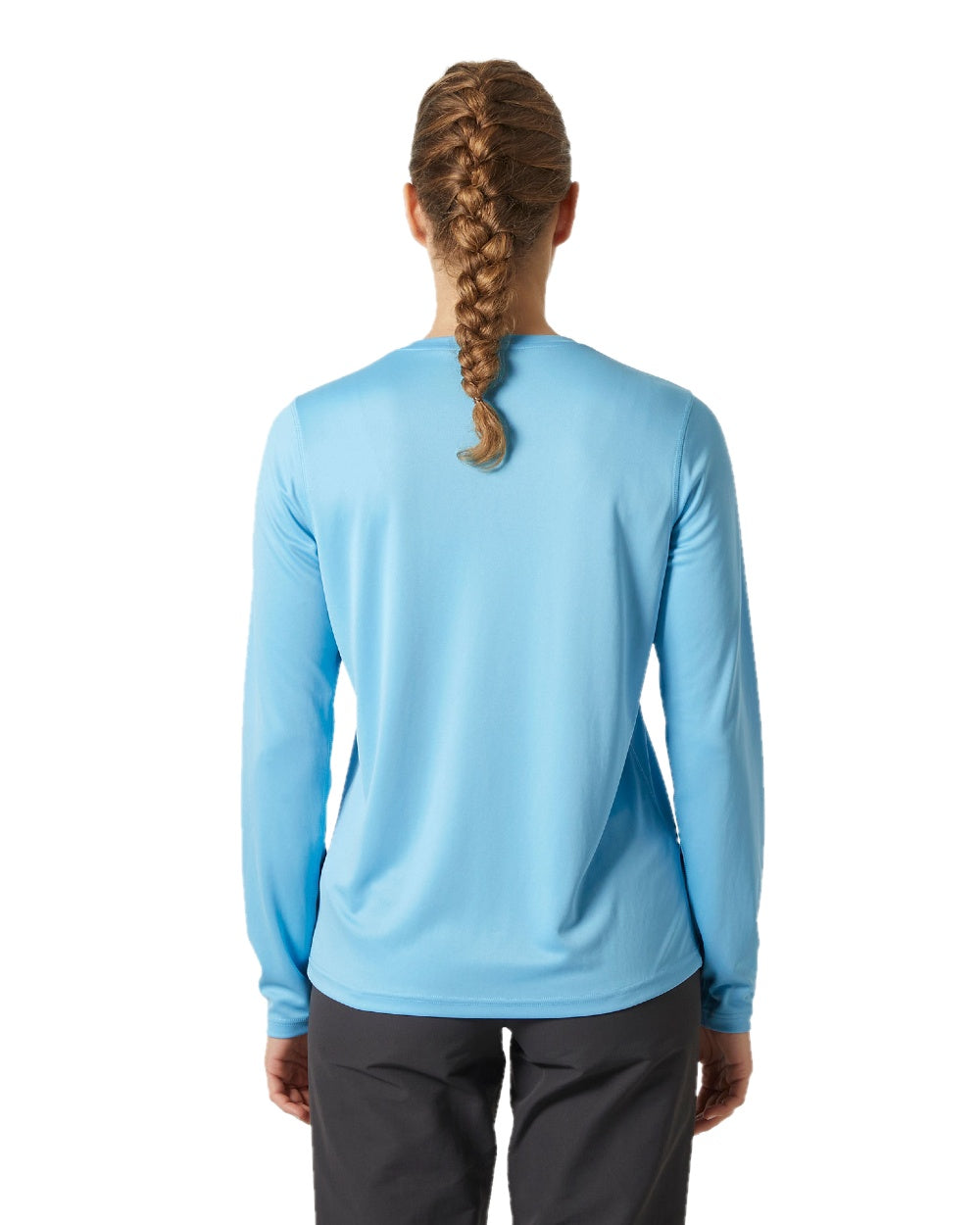 Aqua coloured Helly Hansen Womens Tech Crew Long Sleeve Shirt 2.0 on white background