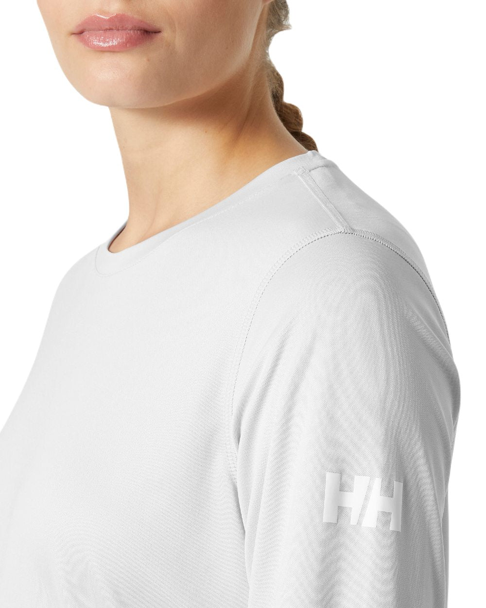 Grey Fog coloured Helly Hansen Womens Tech Crew Long Sleeve Shirt 2.0 on white background