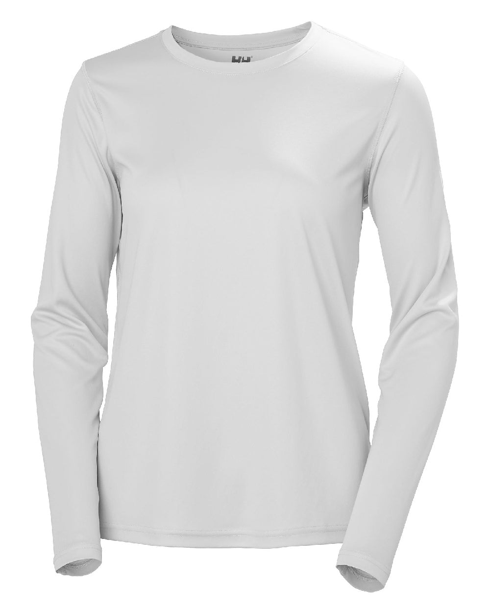 Grey Fog coloured Helly Hansen Womens Tech Crew Long Sleeve Shirt 2.0 on white background