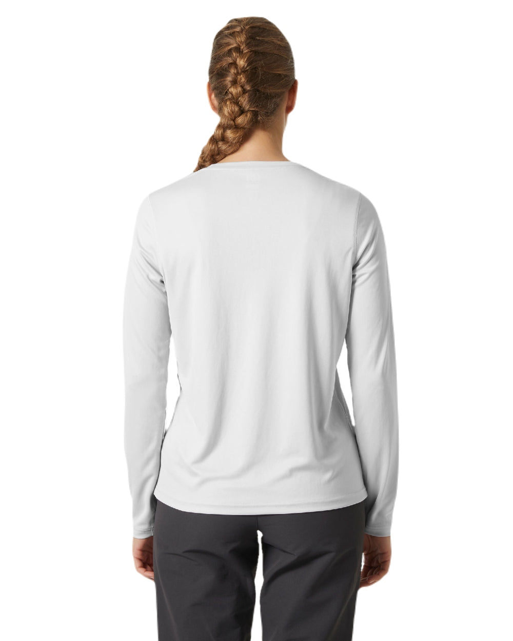 Grey Fog coloured Helly Hansen Womens Tech Crew Long Sleeve Shirt 2.0 on white background