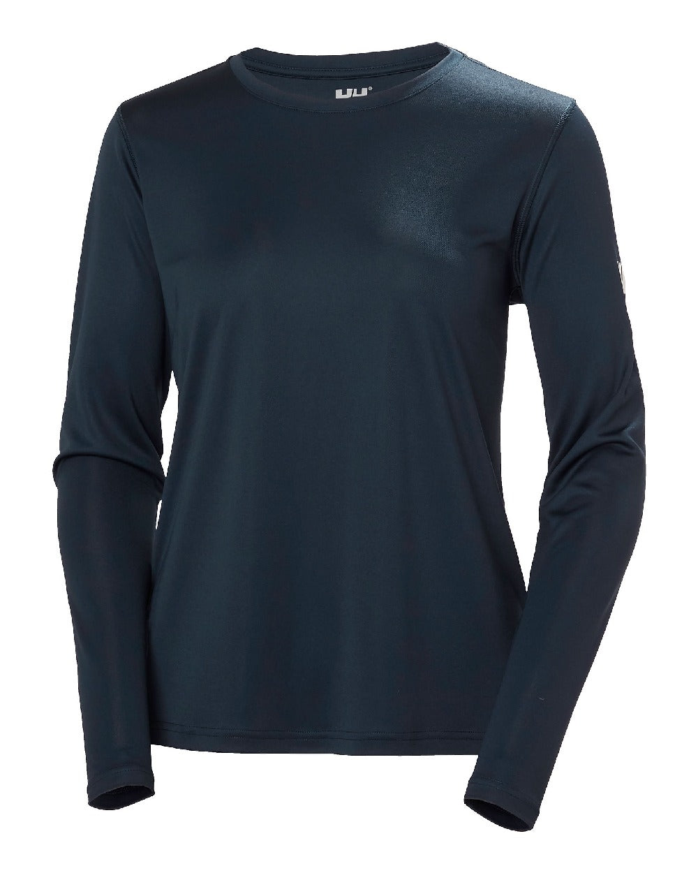Navy coloured Helly Hansen Womens Tech Crew Long Sleeve Shirt 2.0 on white background