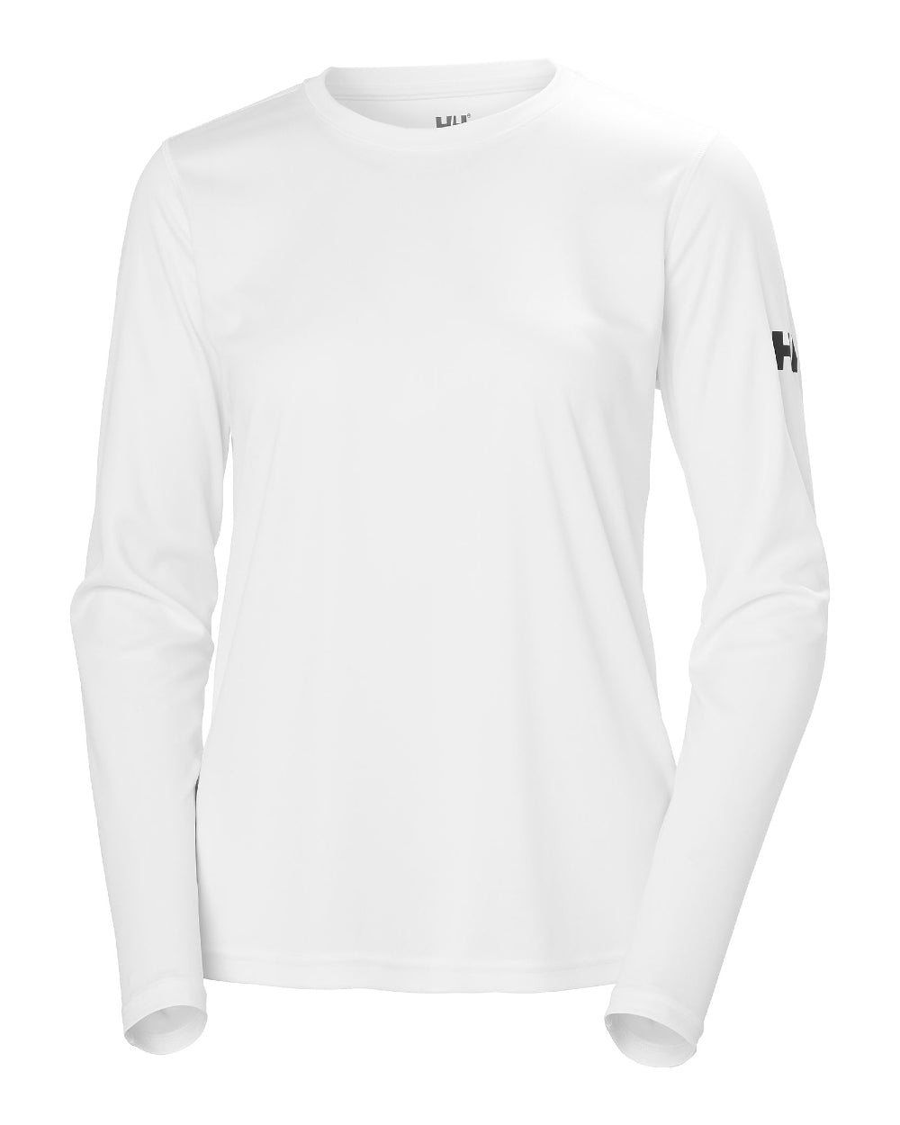 White coloured Helly Hansen Womens Tech Crew Long Sleeve Shirt 2.0 on white background