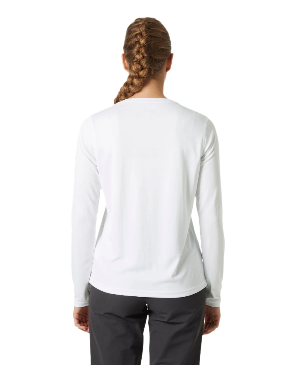 White coloured Helly Hansen Womens Tech Crew Long Sleeve Shirt 2.0 on white background