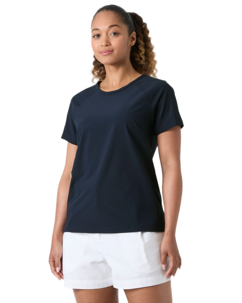 Navy coloured Helly Hansen Womens Thalia T-Shirt on white background