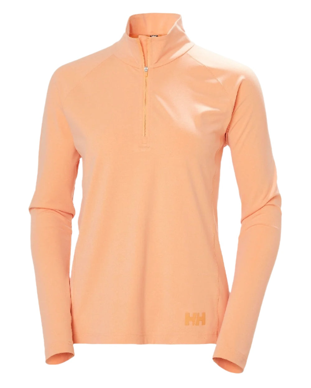 Apricot Crush Melange coloured Helly Hansen Womens Tyri Knit Half Zip Pullover on white background
