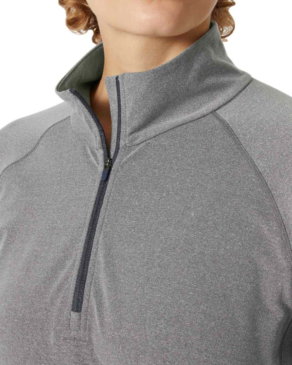 Ebony Melange coloured Helly Hansen Womens Tyri Knit Half Zip Pullover on white background