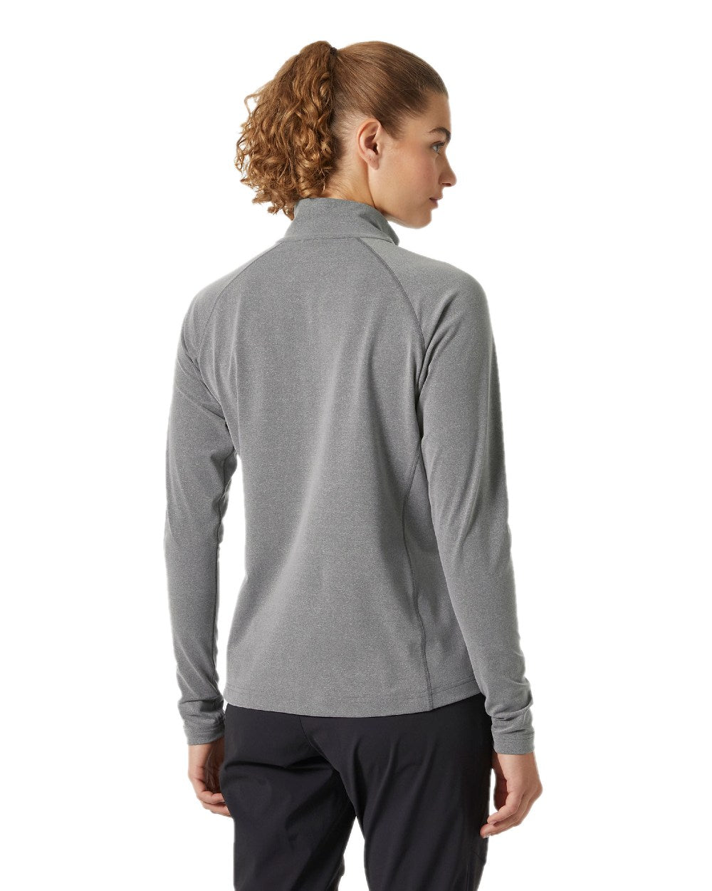 Ebony Melange coloured Helly Hansen Womens Tyri Knit Half Zip Pullover on white background