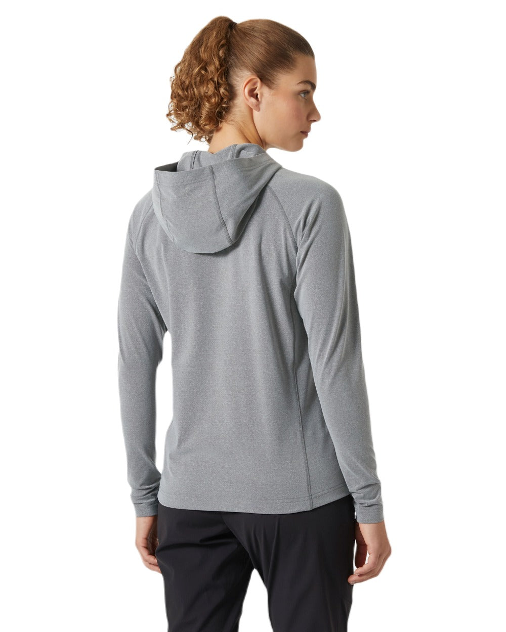 Ebony Melange coloured Helly Hansen Womens Tyri Knit Hoodie on white background