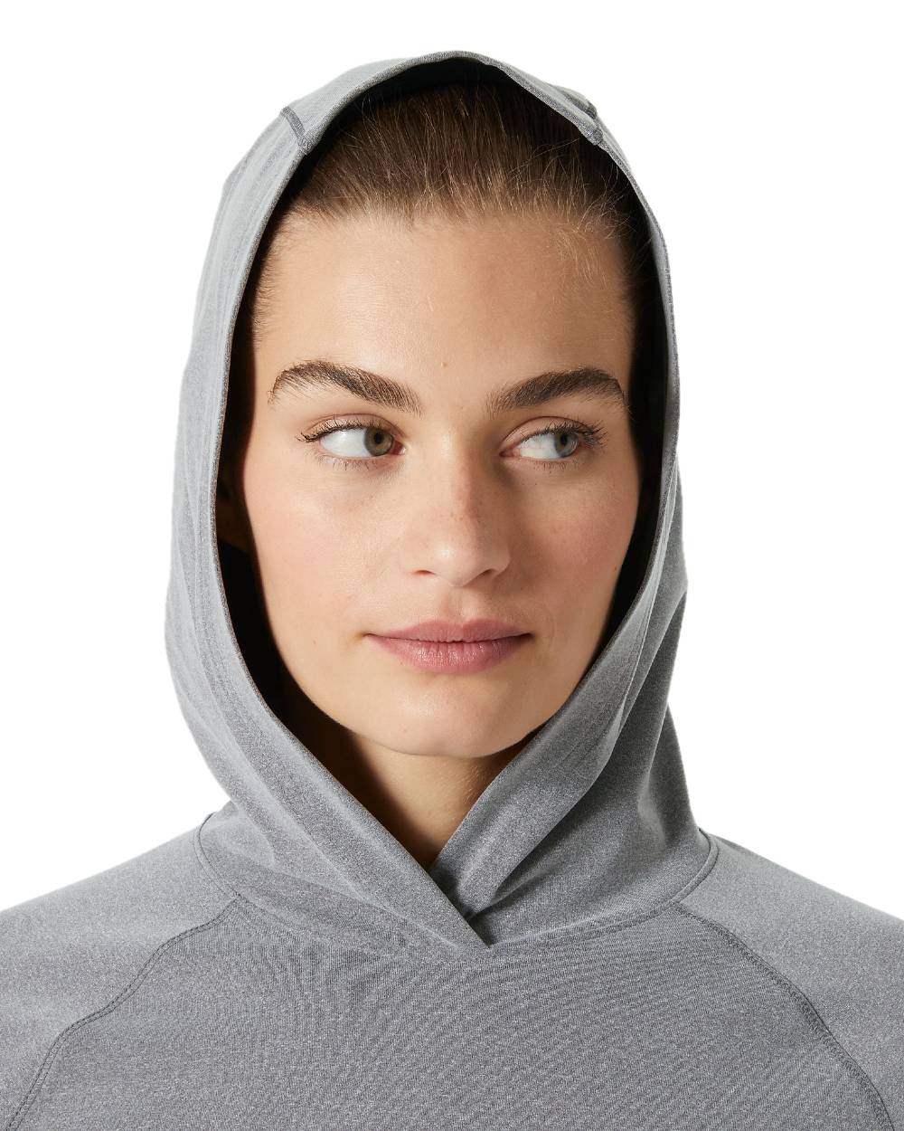 Ebony Melange coloured Helly Hansen Womens Tyri Knit Hoodie on white background