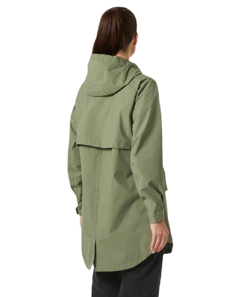 Lav Green coloured Helly Hansen Womens Valentia 2.0 Raincoat on white background