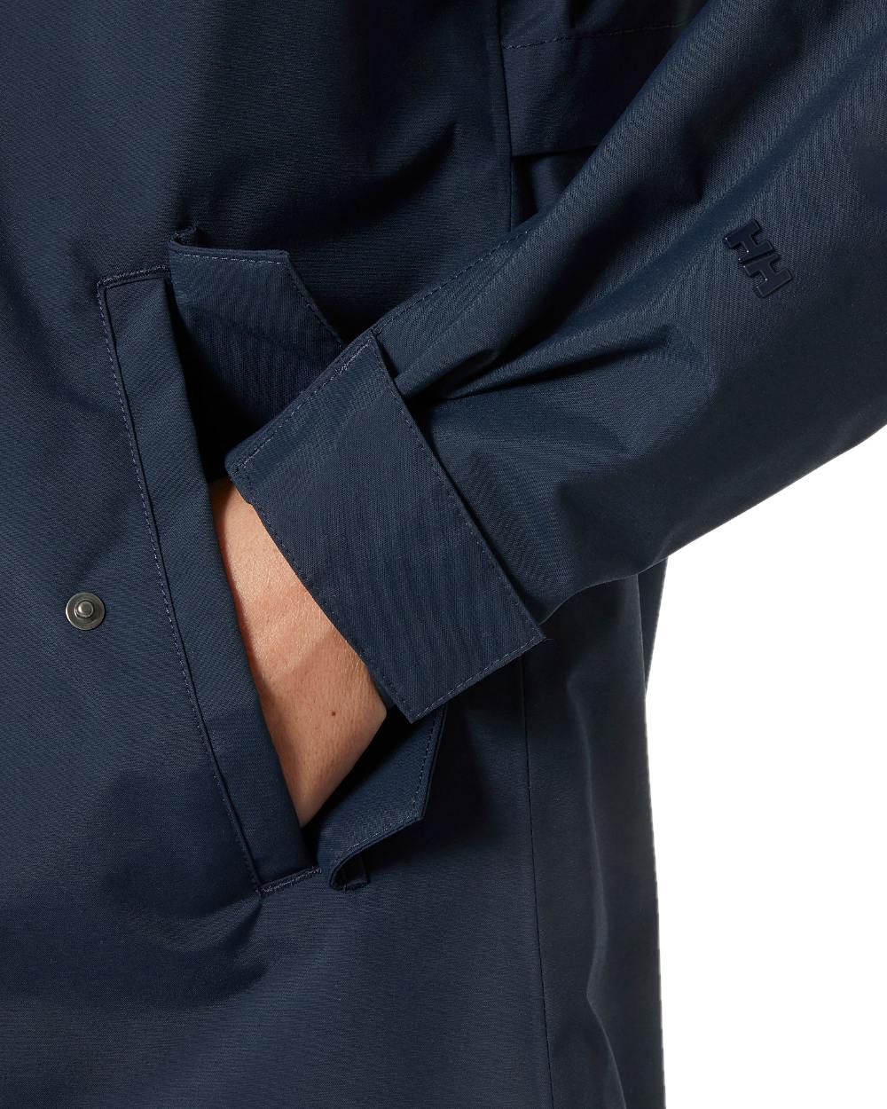 Navy coloured Helly Hansen Womens Valentia 2.0 Raincoat on white background