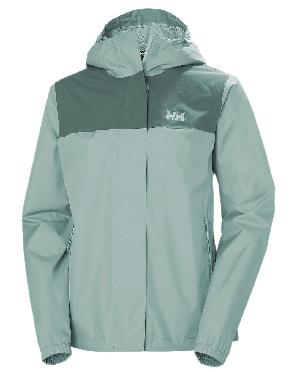 Green Mist coloured Helly Hansen Womens Vancouver Rain Jacket on white background