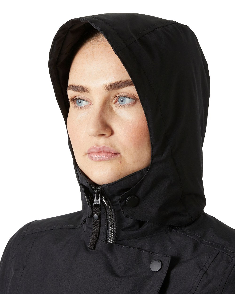 Black Coloured Helly Hansen Womens Welsey II Insulated Trench Coat on white background